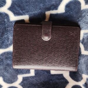 Louis Vuitton Taiga Dark Red Brown Leather Agenda Wallet
